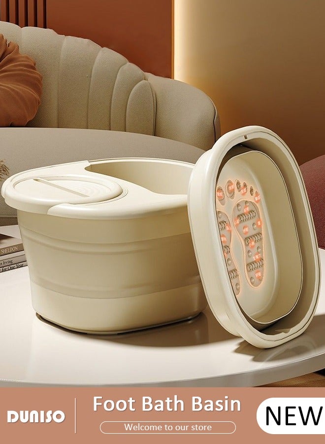 DUNISO Collapsible Foot Bath Basin with Lid, Portable Foot Soak Tub with Foot Massager, Folding Foot Tub for Soaking Feet, Pedicure Foot Spa Bucket for Relieving Fatigue And Body Stress, Multifunctional Bucket for Travel, Camping Washing - Image 1