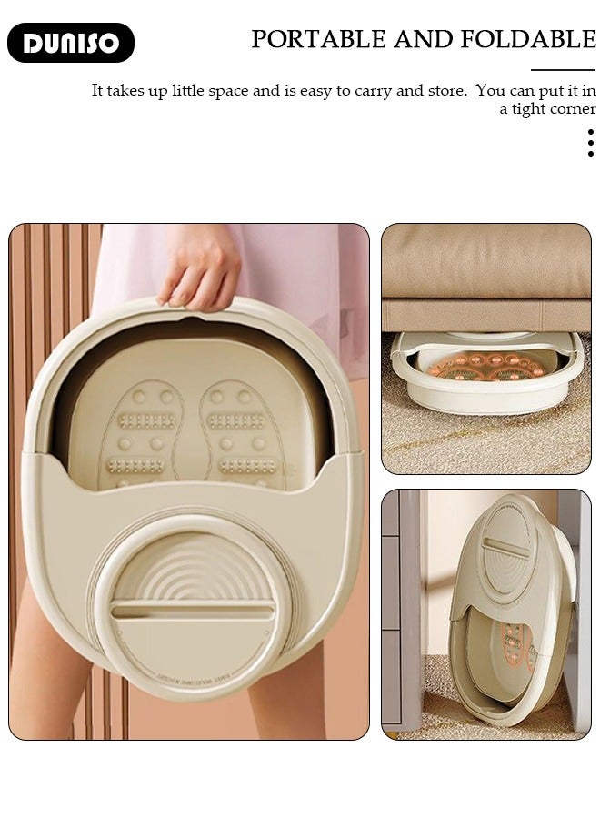 DUNISO Collapsible Foot Bath Basin with Lid, Portable Foot Soak Tub with Foot Massager, Folding Foot Tub for Soaking Feet, Pedicure Foot Spa Bucket for Relieving Fatigue And Body Stress, Multifunctional Bucket for Travel, Camping Washing - Image 2