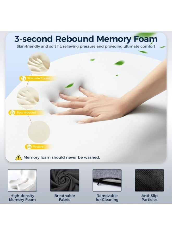 لوكسيرا وسادة مقعد من إسفنج الذاكرة بتصميم مريح على شكل حرف L لكراسي المكتب | وسادة لتخفيف الألم للجلوس الطويل، ودعم عظم العصعص، والاستخدام المنزلي، والسيارة، والطائرة، والكراسي المتحركة (أسود ورمادي) - Image 3