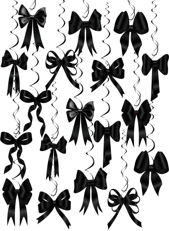 Clabby Black Bow Birthday Decorations Black Coquette Hanging Swirls Garland Banner Bow Party Decorations Ribbon Paper Cutouts for Girls Baby Shower Bridal Shower Wedding Bachelorette Party Supplies - Image 1
