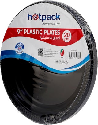 Hotpack Economy Plastic Plates Black 9 inch, 20 Pieces - view 3