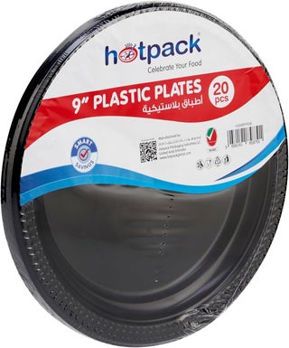 Hotpack Economy Plastic Plates Black 9 inch, 20 Pieces - view 2