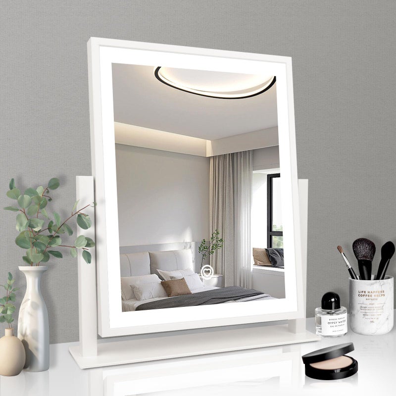 Beelux Vanity Mirror with Lights,15.3" Makeup Mirror with Light Smart Touch Control Dimmable 3 Modes Lighted LED Mirror 360Â°Rotation White for Christmas Birthday Thanksgiving Mother's Day - Image 1