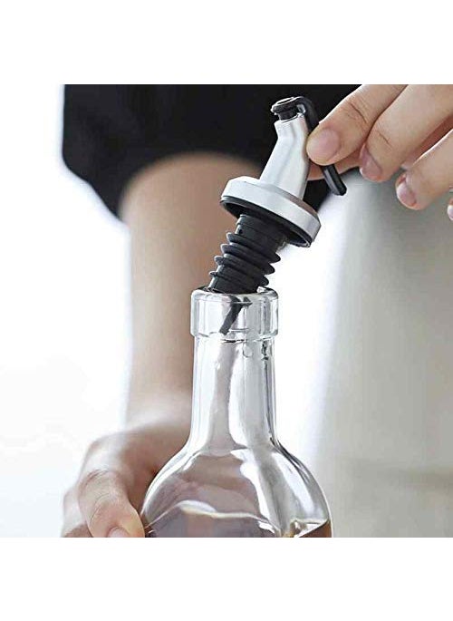 CASTANEA - Oil Dispenser for Cooking, Glass Oil Bottle for Kitchen, Oil & Vinegar Cruet Set, SS Spout Cap, 1000 ml, Pack of 2 - Image 1