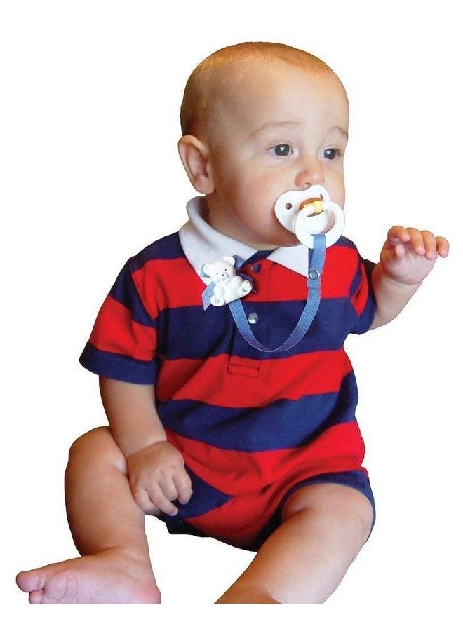 Baby Buddy Bear Pacifier Holder Clip Snaps To Paci Teether Toy Clips To Baby’S Shirt Pacifier Clip For Babies 4 Months & Up Toddler Boys & Girls Pacifier Holder Baby Must Haves Navy 2 Count - Image 4