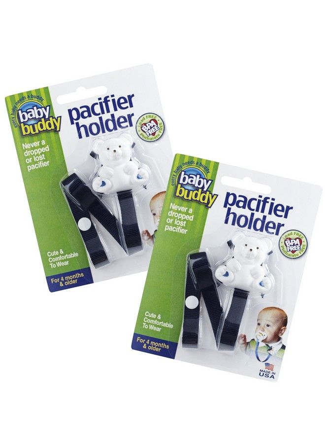 Baby Buddy Bear Pacifier Holder Clip Snaps To Paci Teether Toy Clips To Baby’S Shirt Pacifier Clip For Babies 4 Months & Up Toddler Boys & Girls Pacifier Holder Baby Must Haves Navy 2 Count - Image 1