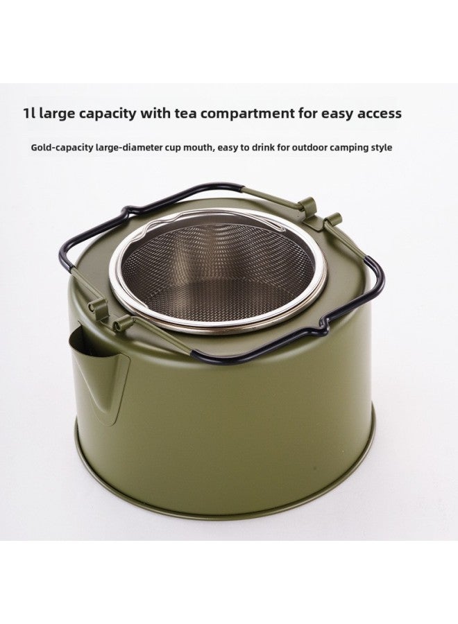 Food Grade 304 Household Kettle Home 304 Stainless Steel Boiling Kettle Portable Anti-scalding Camping Kettle-Color:1L-Capacity:Black And Green Gradient Non-stick Coating - Image 5