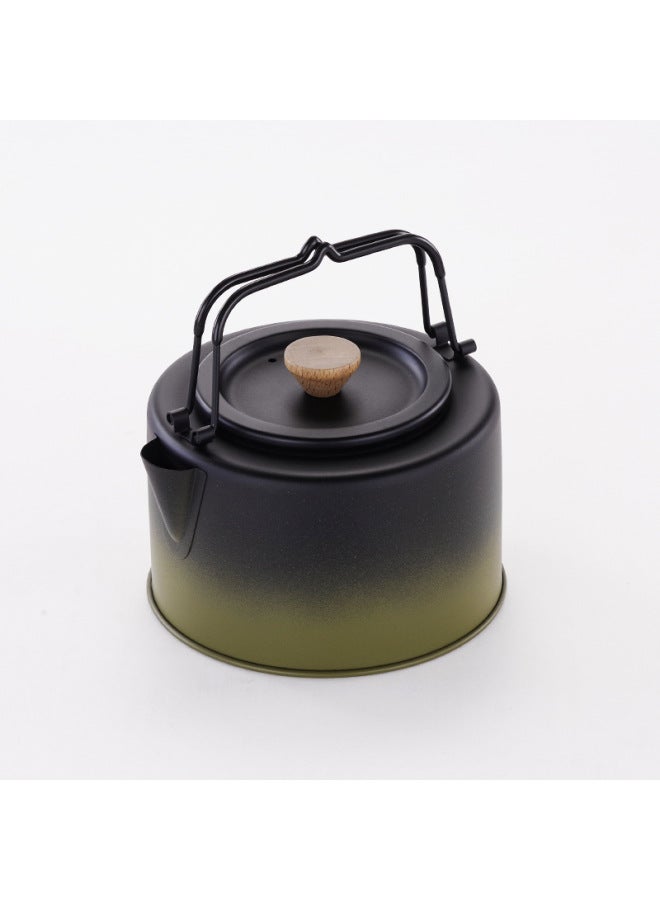 Food Grade 304 Household Kettle Home 304 Stainless Steel Boiling Kettle Portable Anti-scalding Camping Kettle-Color:1L-Capacity:Black And Green Gradient Non-stick Coating - Image 1