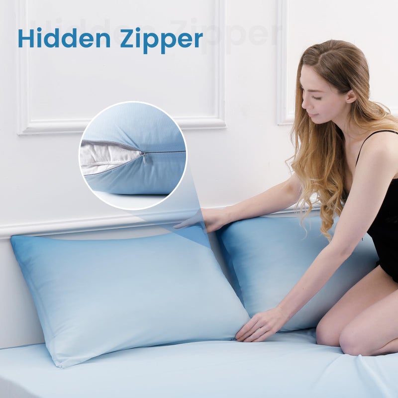 LUXEAR حالات وسادة التبريد لوكسل 2 حزمة قوس القوس Q-Max> 0.5 درجات متدرجة بارد وسادة للشعر بالجلد الساخن النائمون الحريريين الصديقين للبشرة الأغطية القابلة للغسل. - Image 5