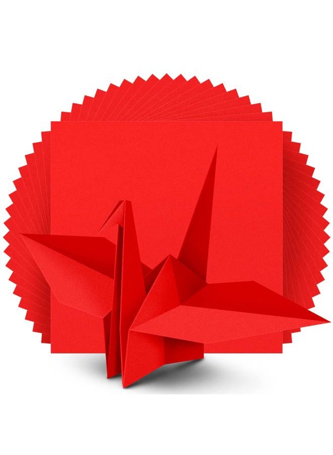 IOOLEEM Origami Paper, 200 Sheets, Red Origami Paper, 6 Inch Square, Double Sided Colored paper. - Image 1