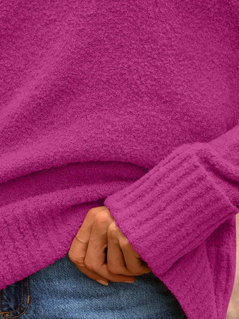 LILLUSORY Oversized Sweater Womens 2026 Fall Fashion Outfits Pullover Long Tunic Old Money Winter Cozy Clothes Cute Crewneck Trendy Knit Chunky Warm Knitted Ladies Top Hot Pink - Image 5