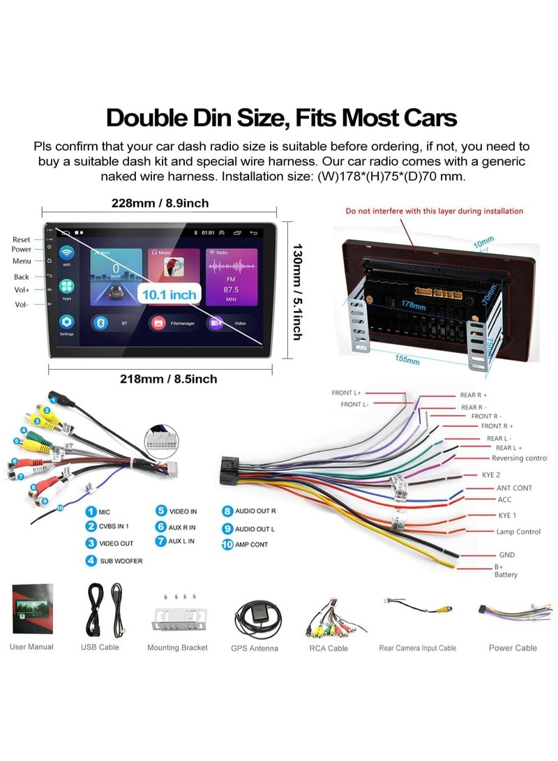 WINCA Double Din Android Car Stereo Compatible with Apple CarPlay & Android Auto,2G 32G 10" Inch Touch Screen GPS Navigation Stereo - Image 5