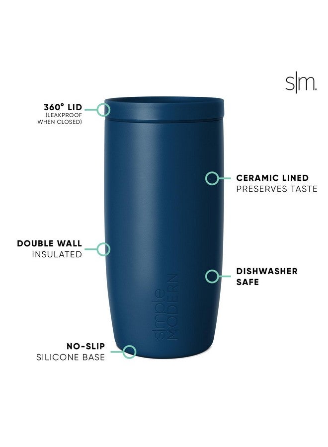 Simple Modern Travel Coffee Mug Tumbler with 360° Lid | Ceramic-Lined Insulated Stainless Steel Cold Brew Iced Coffee Cup Thermos | Gifts for Women Men Her Him | Voyager Signature | 16oz | Slumberland - Image 3
