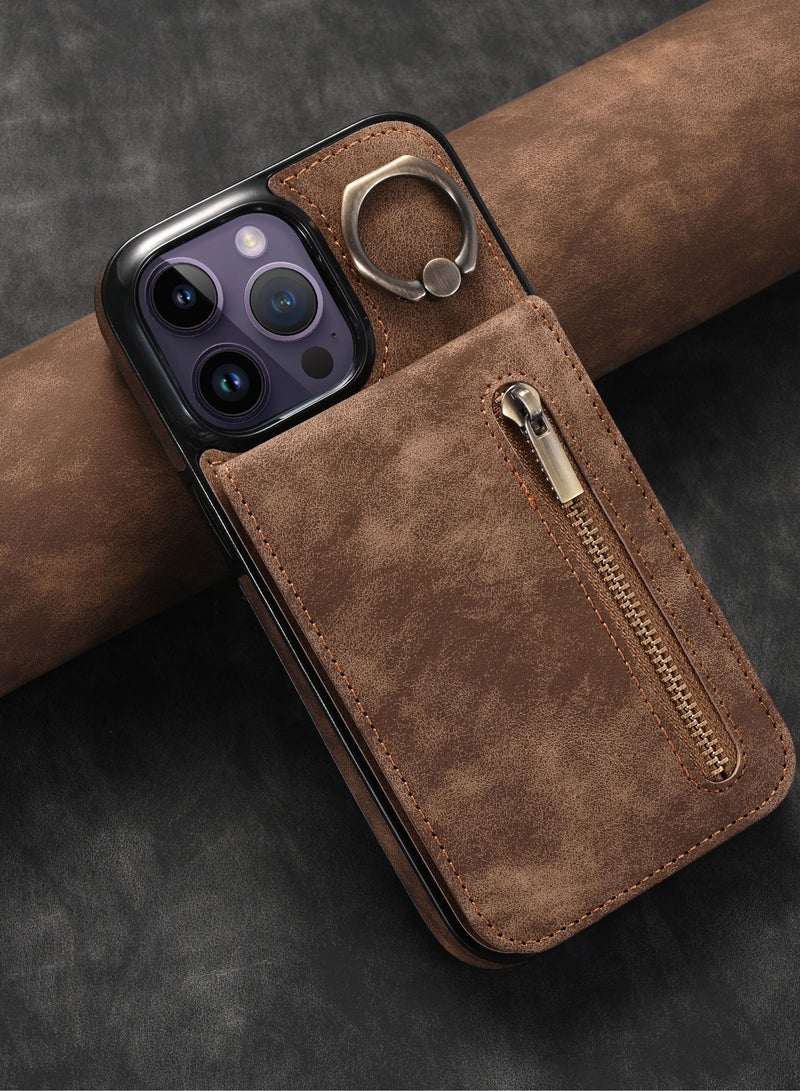 Suteni Back Cover Leather Card Slots Phone Case for iPhone