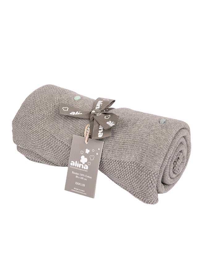 Alina Blanket 100% Cotton Knitted (Multi Bubble Light Grey Melange) - Image 2