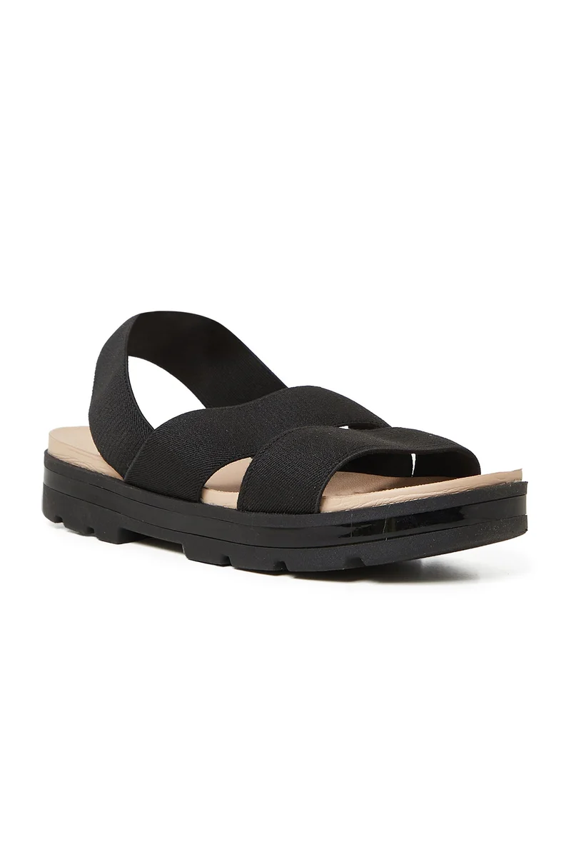 MODARE MODARE Sandals with Back strap for Ladies – BLACK Sandals with Sling Back | Comfortable PU Upper & TPR Sole