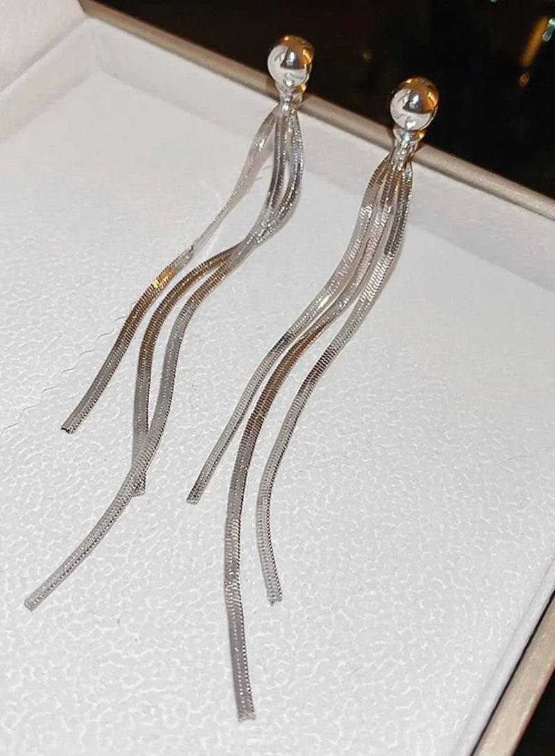 Fashionable Tassel Earrings Silver Needle Versatile Double Wear Women's Jewelry Accessories - Image 3