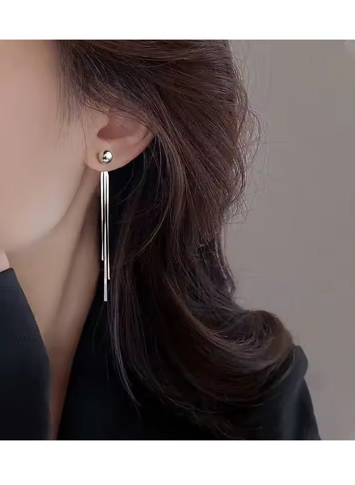 Fashionable Tassel Earrings Silver Needle Versatile Double Wear Women's Jewelry Accessories - Image 4