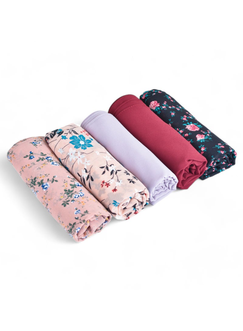 ADEEB-5 pcs Hijab Scarfs for Women - Premium Quality Chiffon Hijab, Soft and Lightweight. Hijab Gift Box - 5 Colors Set - Image 1