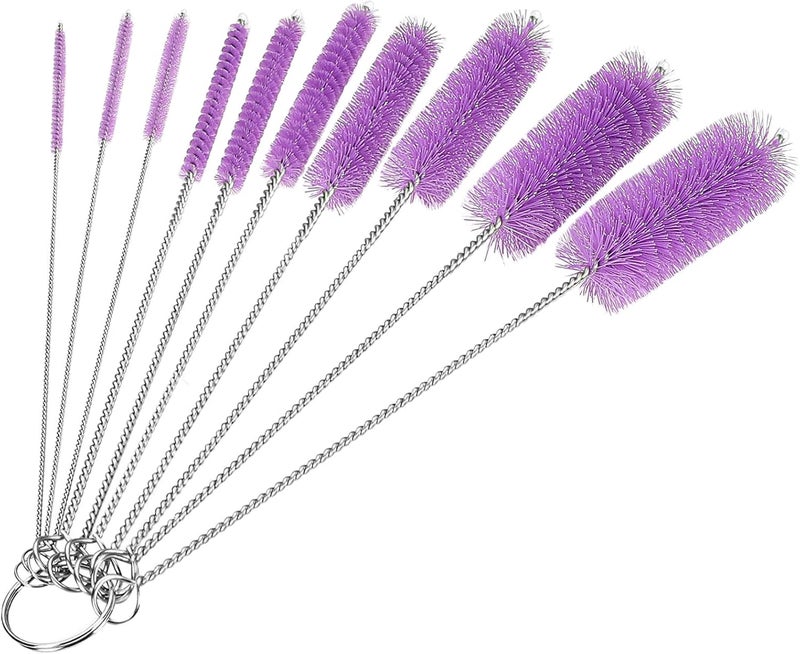 CiaraQ Bottle Cleaning Brushes, 8 Inch Nylon Tube Brush Set, Cleaner for Narrow Neck Bottles Cups with Hook, Set of 10pcs. Care processed raw material - Image 1
