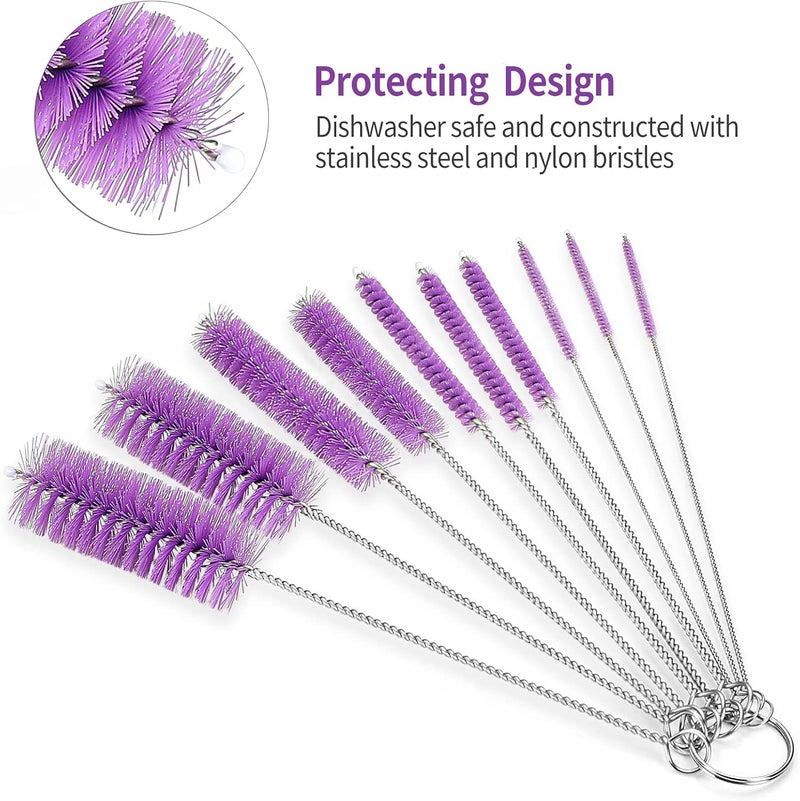 CiaraQ Bottle Cleaning Brushes, 8 Inch Nylon Tube Brush Set, Cleaner for Narrow Neck Bottles Cups with Hook, Set of 10pcs. Care processed raw material - Image 4