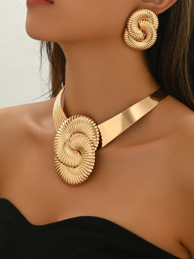 Take Two Retro Bohemian V-Shaped Necklace with Earrings Set