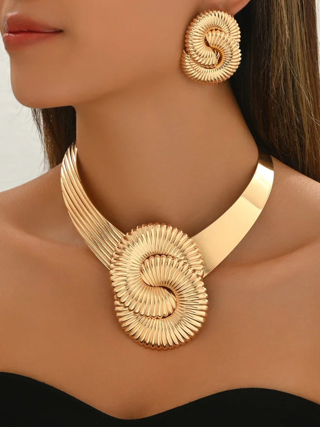 Take Two Retro Bohemian V-Shaped Necklace with Earrings Set