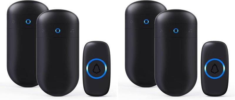 SECRUI Wireless Doorbell, Door bell Over 1000ft Coverage with 2 Plug-In Receivers, 1 Waterproof Push button, 52 Chimes, 110dB loud Sound Colorful LED Flash (Pack of 2) - Image 1