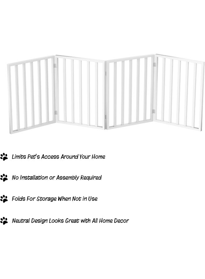 PETMAKER Pet Gate - 4-Panel Indoor Foldable Dog Fence for Stairs, Hallways or Doorways - 72x24-Inch Retractable Wood Freestanding Dog Gates by PETMAKER (White) - Image 4