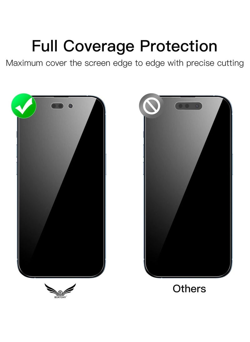 BORTONY Pack of 2 iPhone 14 Pro Max Privacy Screen Protector 9H Anti Spy Dark Film Guard Case Friendly Bubble Free Tempered Glass for Apple iPhone 14 Pro Max 6.7 Inch 2022  - Image 2