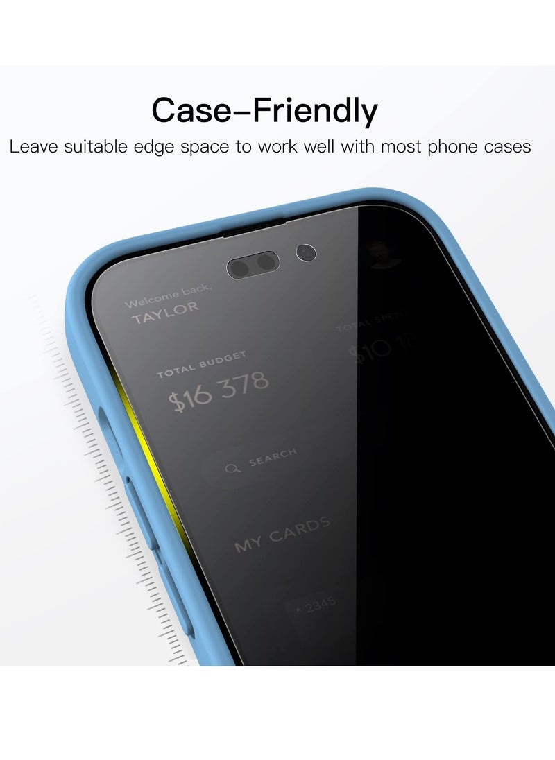 BORTONY Pack of 2 iPhone 14 Pro Max Privacy Screen Protector 9H Anti Spy Dark Film Guard Case Friendly Bubble Free Tempered Glass for Apple iPhone 14 Pro Max 6.7 Inch 2022  - Image 3