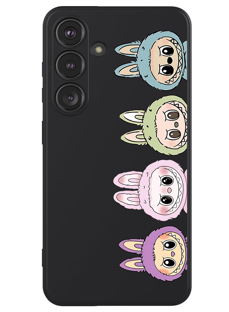 Theodor Protective Slim Fit Case Liquid Silicone Cover with Full Body Protection Anti-Scratch Shockproof Case For Samsung Galaxy S25 Plus (Black) Labubu (5) - Image 1