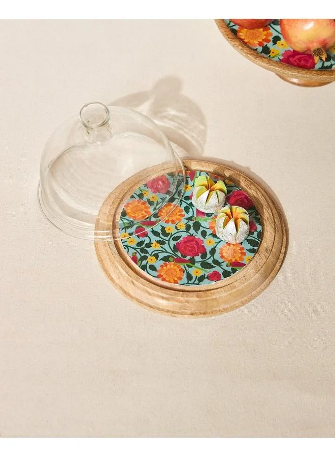 Chumbak Rani Bagh Wooden Cake Cloche, 8"dia | Palace Memoirs