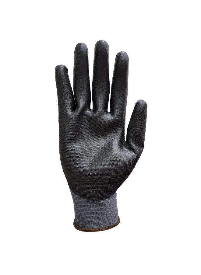 TAHA SAFETY PU3106 Black Grey PU Safety Gloves | Lightweight, Breathable Cotton Blend, Seamless Design for Comfort, High Durability, Elastic Cuff, Industrial and General Hand Protection for Construction, Warehousing & Maintenance | PACK OF 2 Pairs - pzsku/Z00C8FAEA5A3130F6CC41Z/45/_/1733240106/ec097988-65d4-41a9-8a30-3c81073f237e