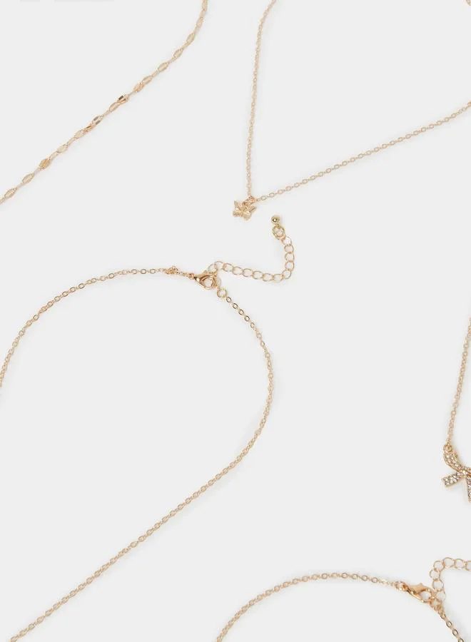 ستايلي طقم مجوهرات من  قطع - قلادة متعددة الطبقات مزينة