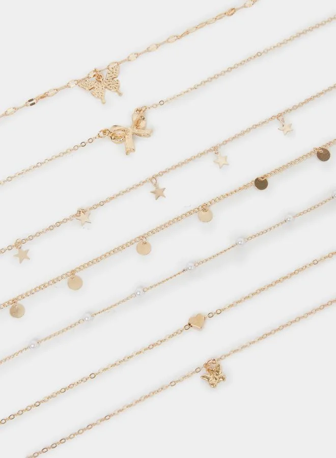 ستايلي Styli Set of 7 - Embellished Layered Necklace