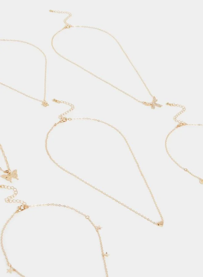 ستايلي طقم مجوهرات من  قطع - قلادة متعددة الطبقات مزينة