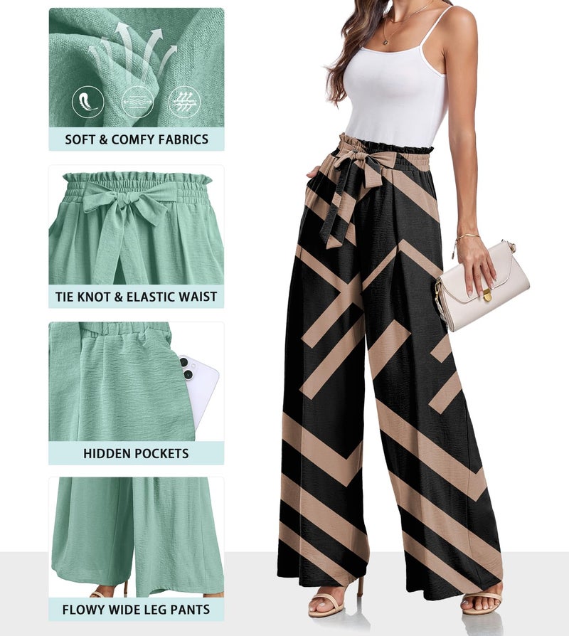 Lepunuo Women's Wide Leg Pants High Elastic Waisted in The Back Business Work Trousers Long Straight Suit Pants for Summer - Image 3