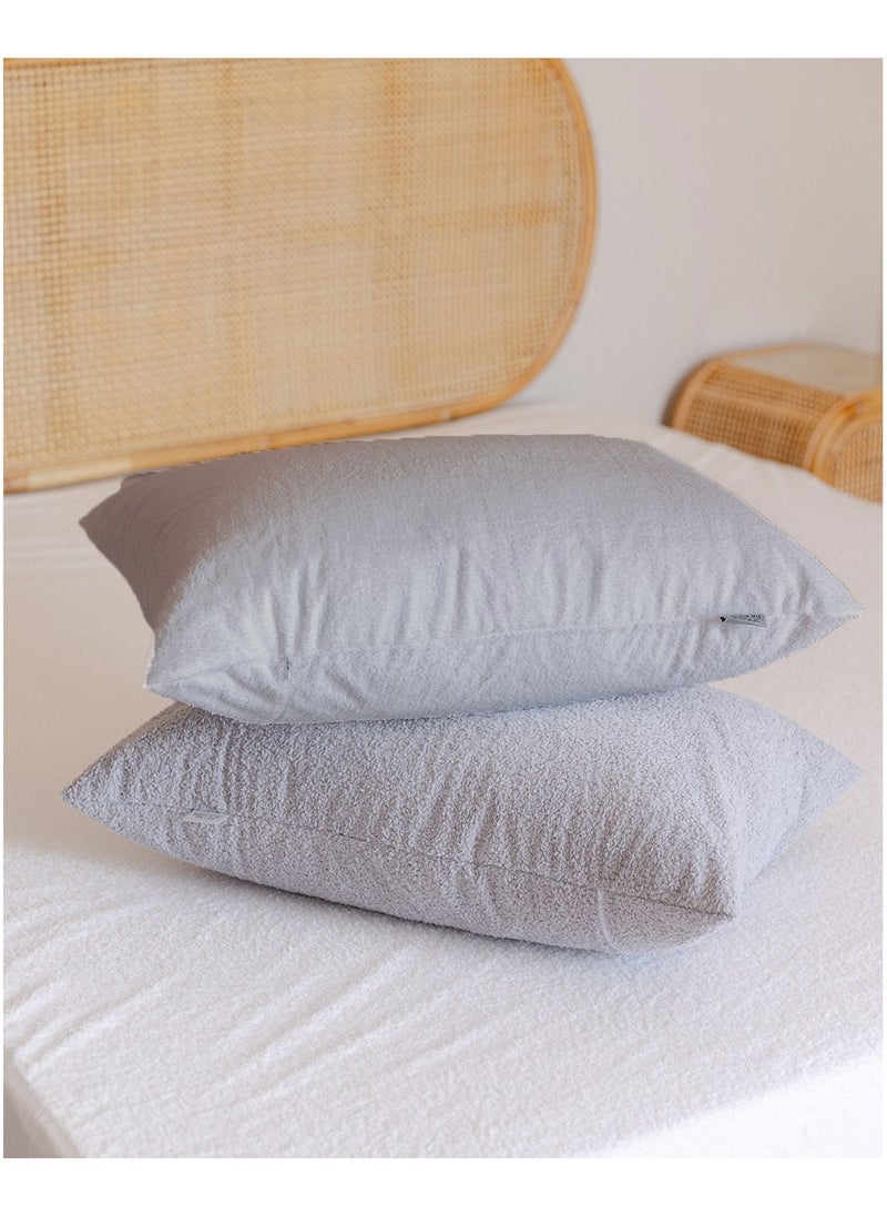 More cottons - set of 2 Pillow Protector size 50x70 Material: Side Latex waterproof and side Cotton Towel like - Image 1
