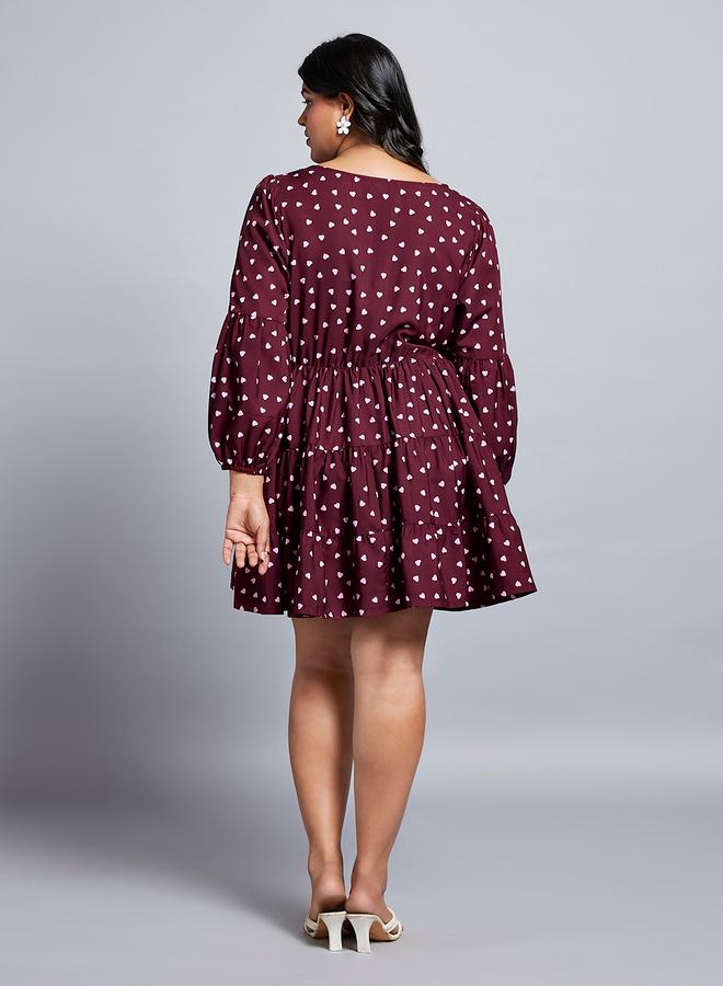 جلو باص فستان قصير بمقاس كبير وكسرات - Image 3