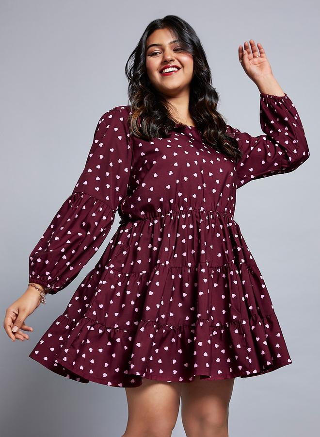 جلو باص فستان قصير بمقاس كبير وكسرات - Image 5