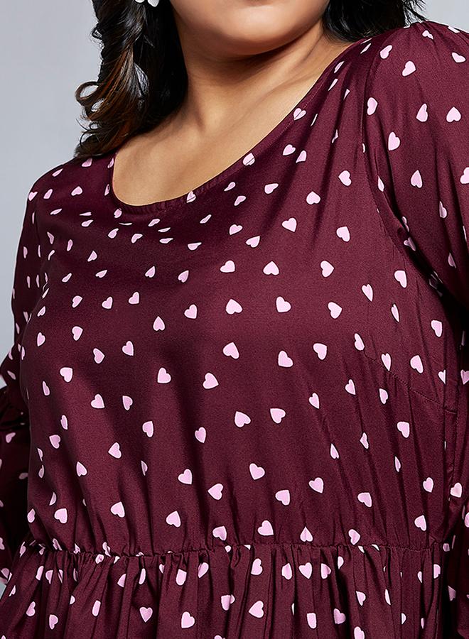 جلو باص فستان قصير بمقاس كبير وكسرات - Image 4