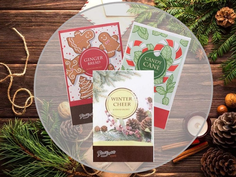 FloralSimplicity Simplicity Sachets Scents of The Season 3 Gingerbread, 3 Candy Cane, 3 Winter Cheer - 9 Pack - Long Lasting, ECO-Friendly Home Fragrance Perfect for Any Space - Image 4