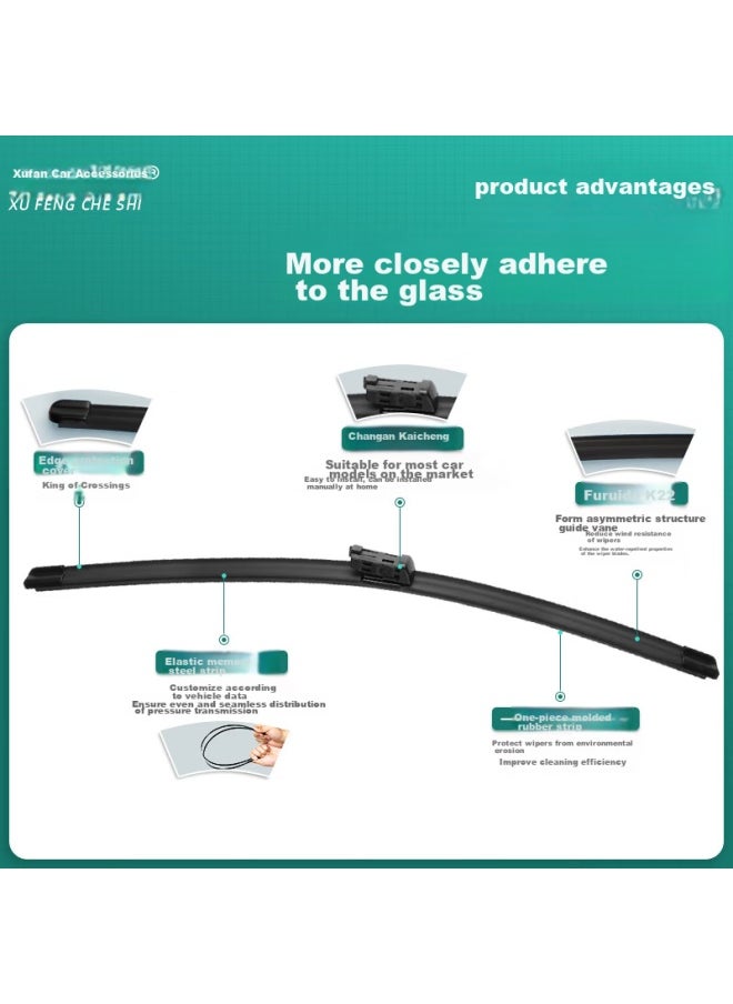 XUFENG Xufeng Car Accessories (xufeng) Honda Civic Wiper Blades For - Models, Specialized Boneless Wiper Rubber Strips, Original Equipment, One Pair  - Image 5