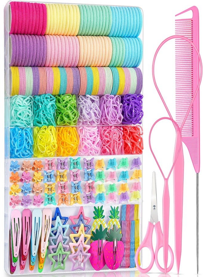 IKOCO 827PCS Elastic Hair Ties, Hair Bands Colorful Hair Accessories for Girls with Hair Clips - Image 1
