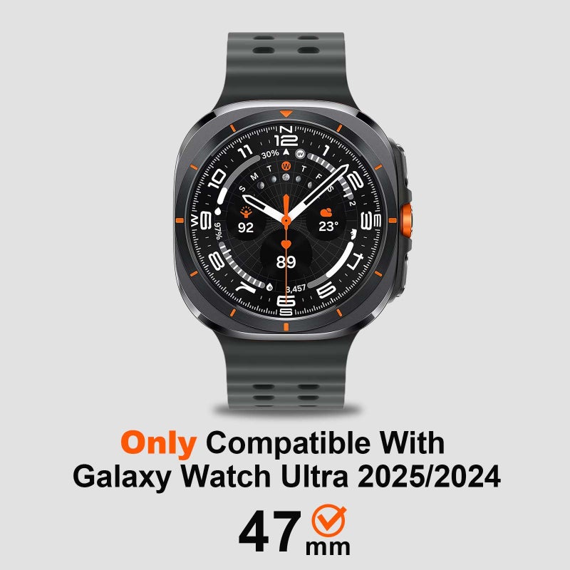Suphart Metal Cover Compatible with Samsung Galaxy Watch Ultra Case 2025/2024, 2 in 1 Protective Rugged Bumper with Back Frame for Galaxy Watch 47mm (Graphite/Orange) - Image 5