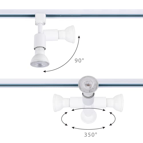 mirrea H Type Track Lighting Head to E26 Medium Screw Base Adapter Light Direction Adjustable Pack of 3 (White) - Image 5