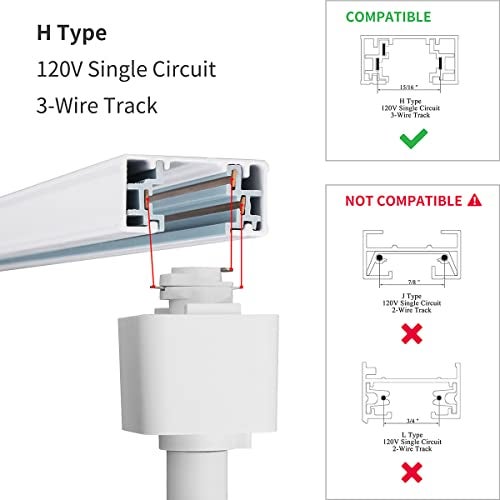 mirrea H Type Track Lighting Head to E26 Medium Screw Base Adapter Light Direction Adjustable Pack of 3 (White) - Image 2