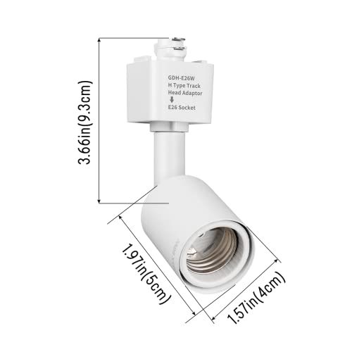 mirrea H Type Track Lighting Head to E26 Medium Screw Base Adapter Light Direction Adjustable Pack of 3 (White) - Image 4