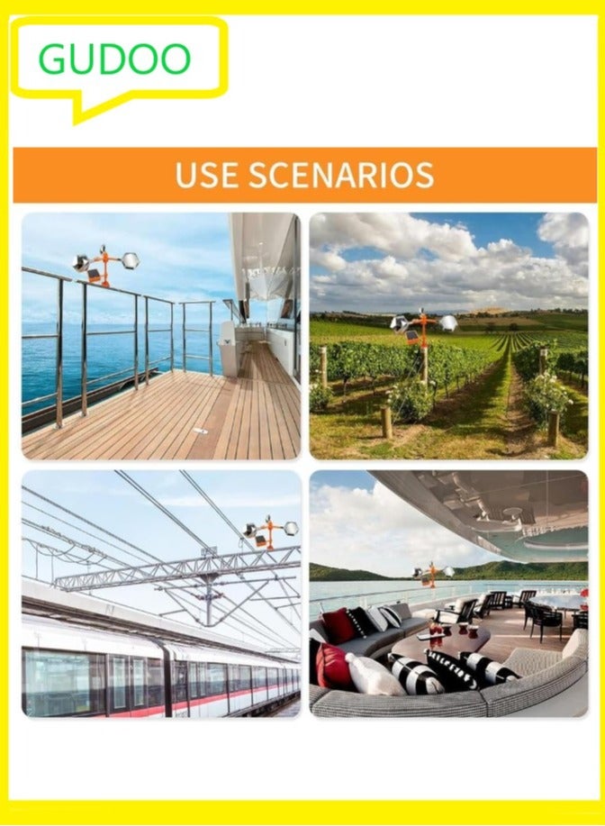 GUDOO Reflect-a-Bird Deterrent with Solar Voice Scarer, 360° Wind Driven Flash Bird Repellent Rhombic Polygon Reflect Bird Deterrent Bird Spinning Reflectors Anti Bird Defender for Garden Yard - Image 2